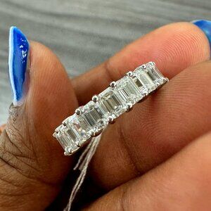 14k White Gold Lab - Grown Diamond 5.00ct Emerald Cut Eternity Band for $3130